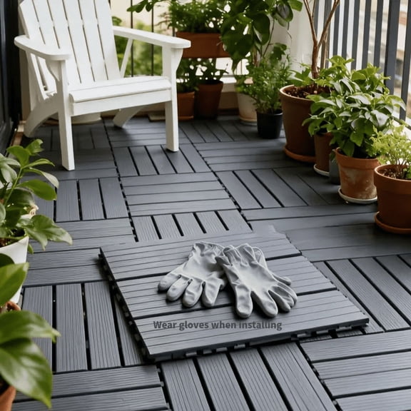 Interlocking Deck Tiles, 18Pack, 12"x12" Each,Light gray | Waterproof Outdoor Flooring All Weather Use, Patio Floor Decking Tiles for Porch Poolside Balcony Backyard Concrete