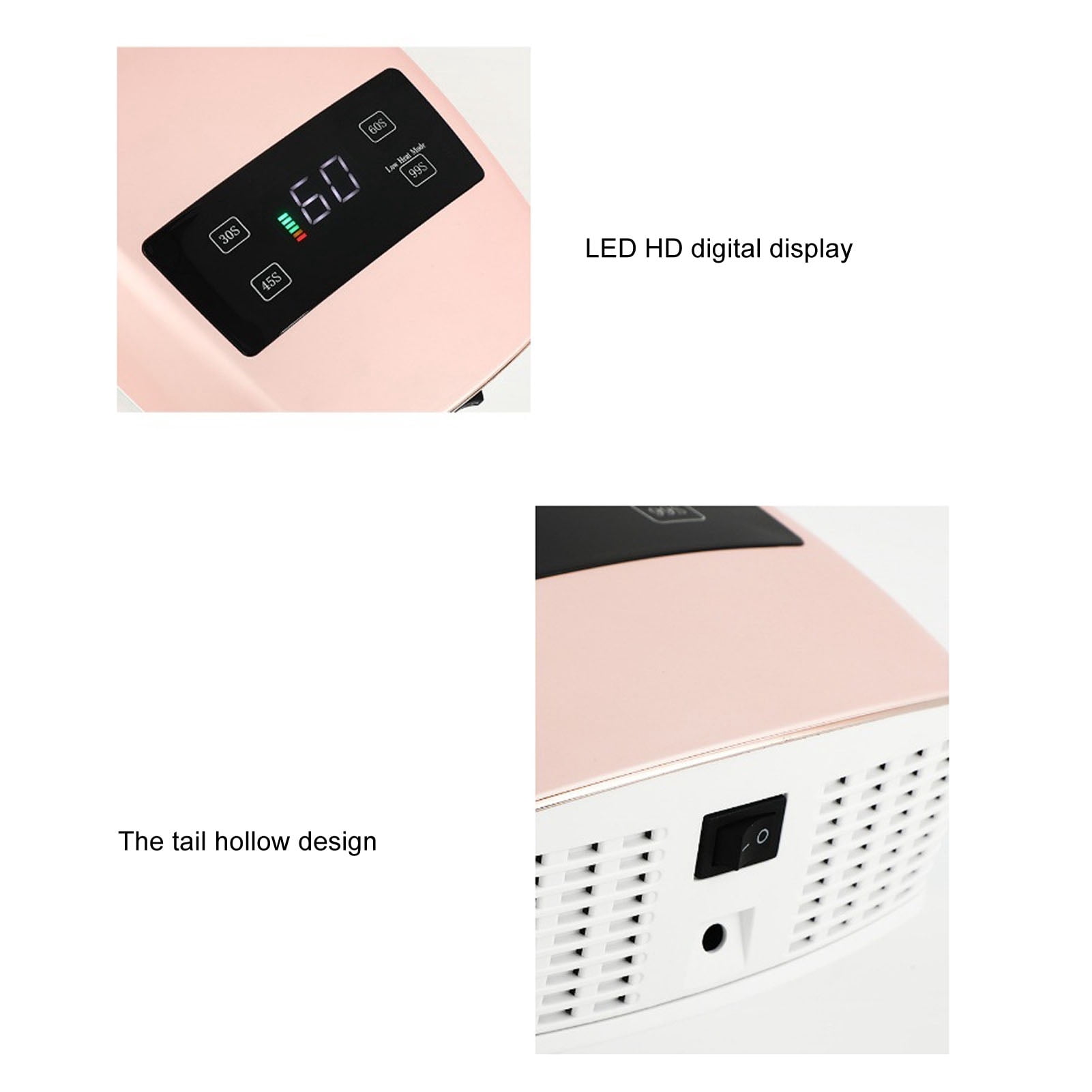 Yajisi Nail Lamp 96W Fast Drying Rechargeable Long Battery Life UV LED Nail Light 100-240V EU Plug White