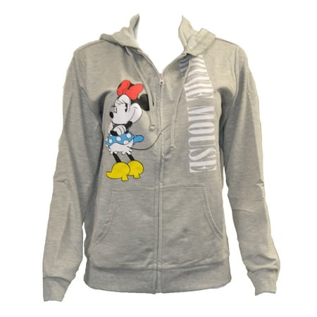 Women's Juniors Lightweight Minnie Mouse Zip Up Hoodie Jacket (S)