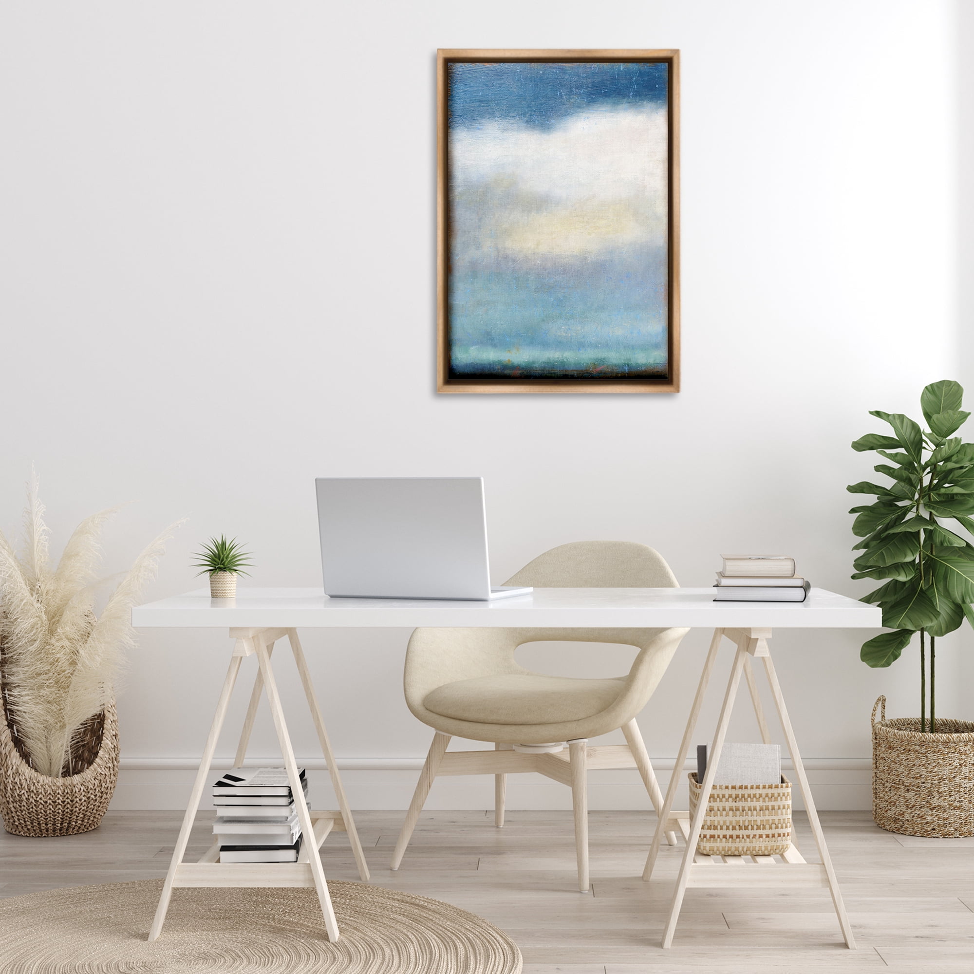 Stupell Industries Rustic Clouds Landscape Landscape Painting Brown Floater Framed Art Print Wall Art, 21 x 31