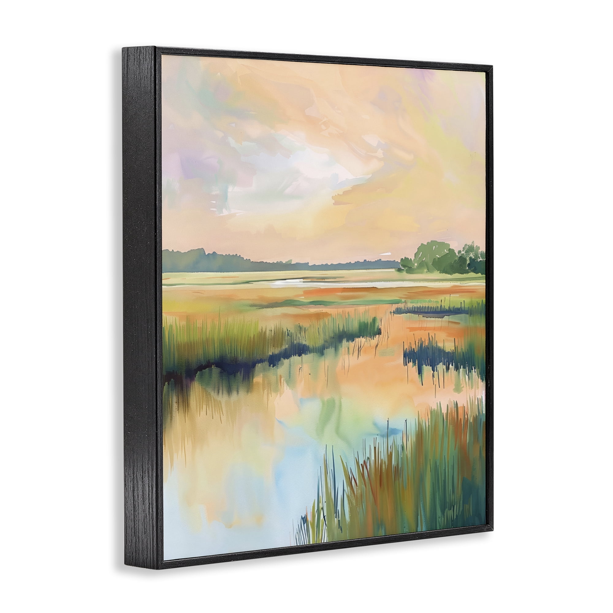 Stupell Industries Marsh Sunset over Tranquil Stream Black Framed Giclee Art, design by LSR Design Studio