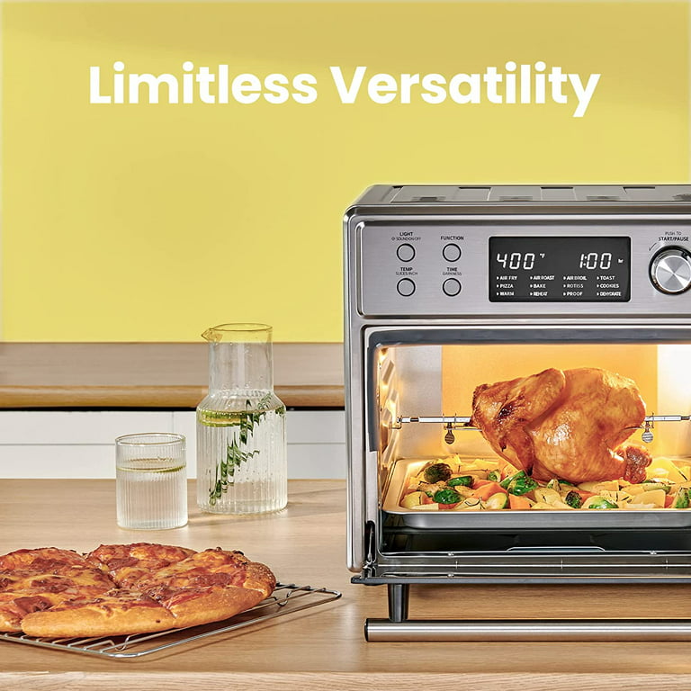 Chefman Air Fryer Toaster Oven Combo with Probe Thermometer, 12-In-1  Stainless Black Convection Oven Countertop, 10 Inch Pizza, 4 Slices of  Toast