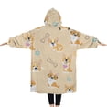 thumbnail image 2 of Oversized Wearable Blanket Hoodie,Cartoon Corgi Sherpa Blanket Hoodie with Super Pockets,Super Warm Fuzzy Pullover for Women & Men, 2 of 6
