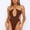 Brown, variant on Top-kevin One Piece Swimsuit for Women Criss Cross Halter Neck Swimwear Cut Out Bathing Suit Thong One Piece Swimsuit