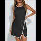 thumbnail image 4 of Vestido de Tenis Deportivo para Mujer, con Sujetador Incorporado y Bolsillos para Pantalones Cortos, Sin Mangas, Cuello Redondo, Minivestido Deportivo de Golf. Negro XL, 4 of 9