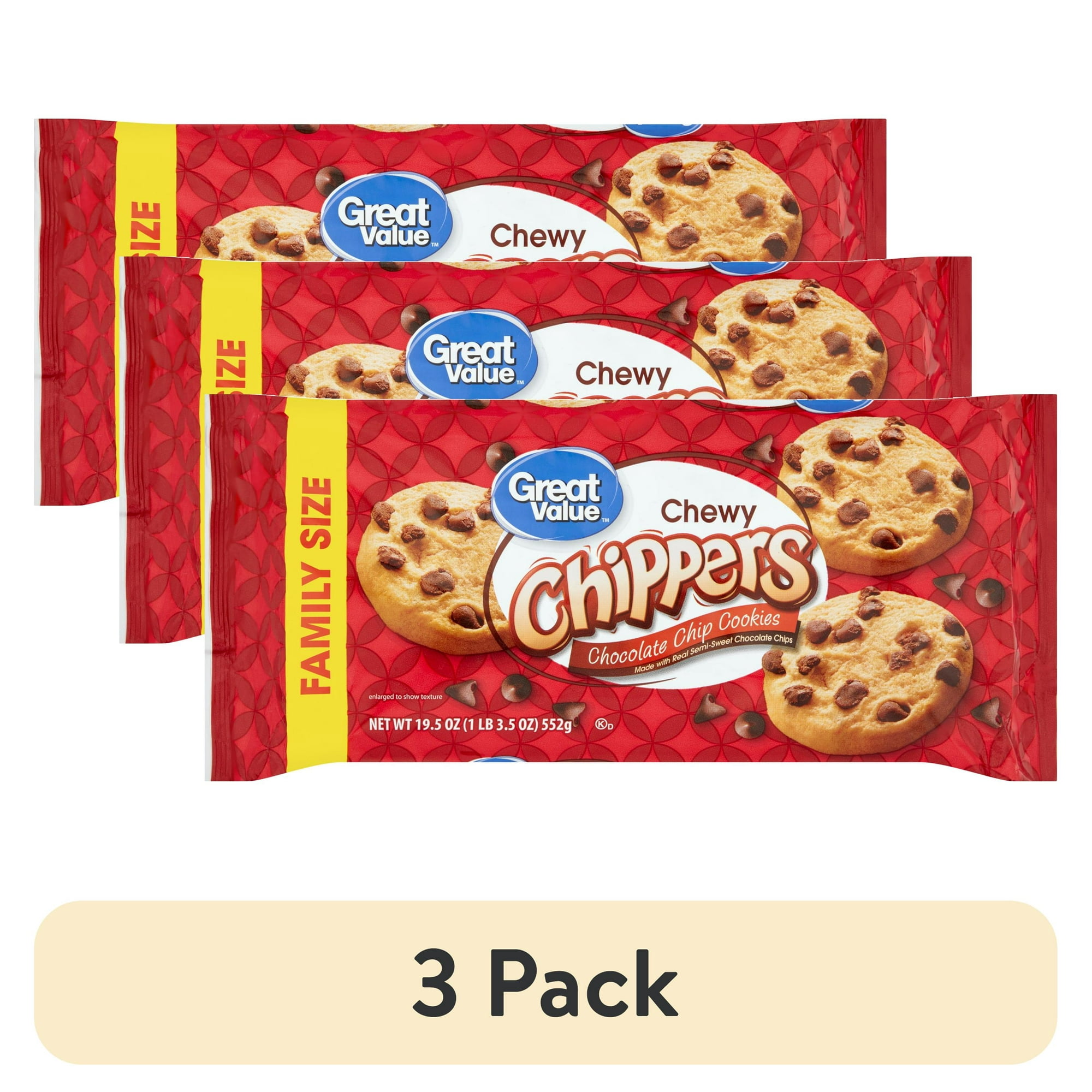 (3 pack) Great Value Chewy Chocolate Chip Cookies, 19.5 oz