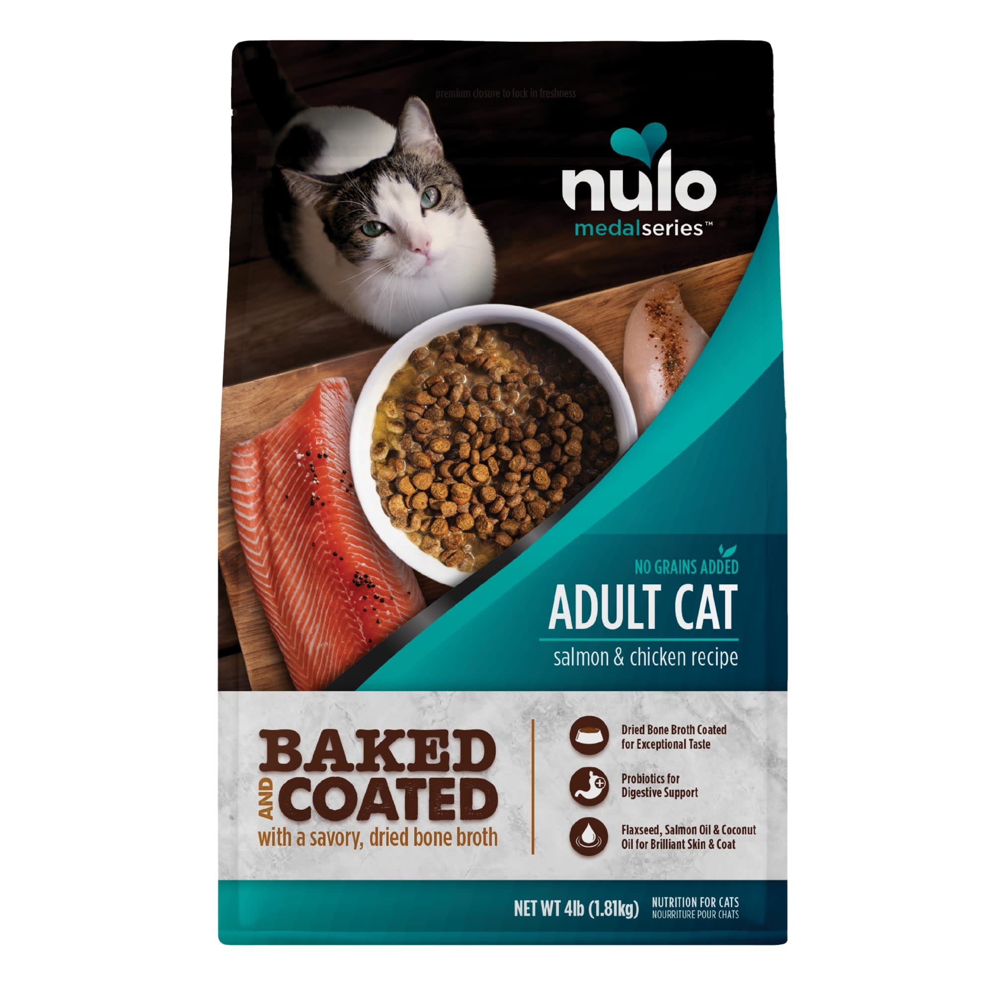 Nulo MedalSeries Baked & Coated Salmon & Chicken Recipe Dry Kibble Adult Cat Food 4 lbs.
