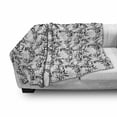 thumbnail image 3 of Leaves Soft Flannel Fleece Throw Blanket, Monochromatic Composition with Leaves and Sticks Oriental Forest, Cozy Plush for Indoor and Outdoor Use, 70" x 90", Pale Grey Black White, by Ambesonne, 3 of 6