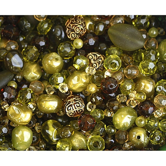 S&S Worldwide Acrylic Element Beads, 1/2 lb, Bag of 1100, Assorted Jade Colors and Shades