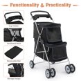 thumbnail image 5 of UBesGoo Double Pet Stroller for 2 Dogs Cats, Folding 4-Wheel Carrier with Ventilation, Safety Tethers & Large Storage, Black, 5 of 9