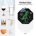 thumbnail image 6 of Honeii Space Dino Cartoon Black print Leather Coaster Set of 4, ideal for safeguarding your furniture from drinks spills and effortless cleanup-Octagon, 6 of 6