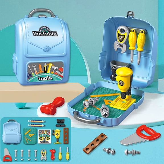 Kids Pretend Play Construction Tool Set, Toddler Toy Tool Kit with Electric Drill Screwdriver Saw Nuts Bolts, Educational Fine Motor Skills Toy, Birthday Gift for Boys Girls Ages 3 4 5 6 Years Old