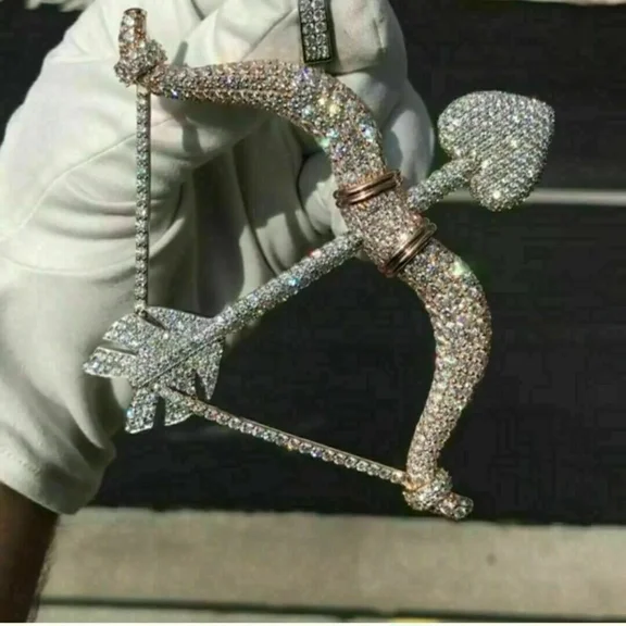 Moissanite White Cut Round Ct 5 Pendant Custom Men's Plated Gold Tone Two 14k