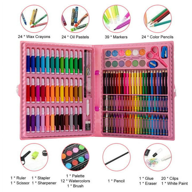 Deluxe Art Set For Kids, Painting & Drawing Art Supplies In A Plastic Case  With Markers, Watercolor Cakes, Color Pencils, Great Art Kit Gift For  Christmas New Year - Temu