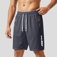 thumbnail image 2 of XIAONU Letter Print Shorts for Men Zipper Pockets Daily Wear Athletic Shorts, 2 of 4