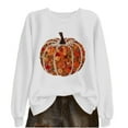 thumbnail image 2 of Craaazy Women's Fall Winter Halloween Christmas Thanksgiving Casual Pumpkin Season Print Gifts Long Sleeved Round Neck Sweatshirt Long Sleeve Vintage Top, 2 of 6