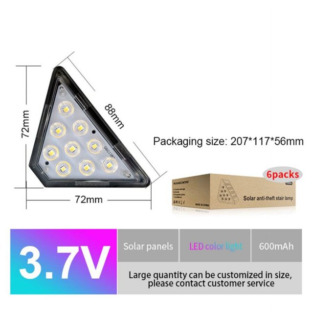 Luces LED solares para escaleras al aire libre, lámpara triangular de cubierta Solar, impermeable IP67, luces de Decoración Súper brillantes para Patio