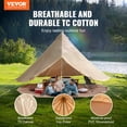 thumbnail image 2 of VEVOR Canvas Bell Tent, 4 Seasons 6 m/19.68 ft Yurt Tent, Canvas Tent for Camping with Stove Jack, Breathable Tent Holds up to 10 People, Family Camping Outdoor Hunting Party, 2 of 9