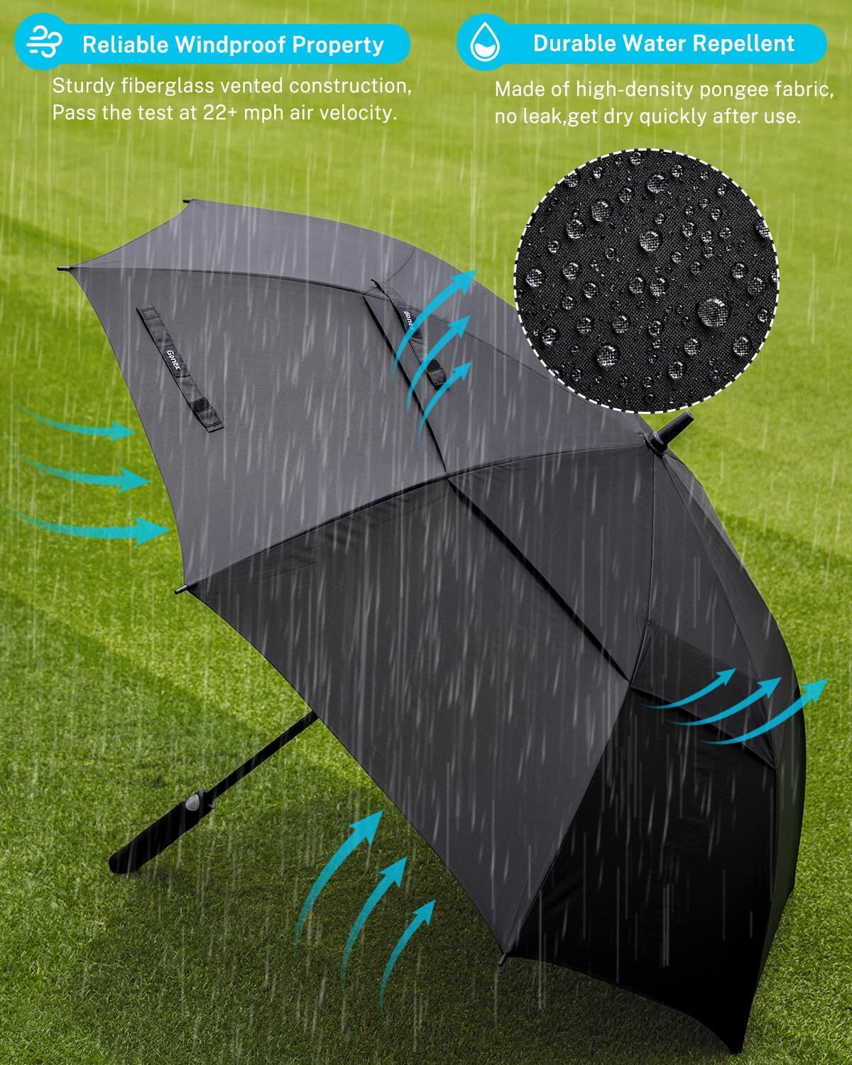 Gonex 72 Inch Automatic Open Golf Umbrella, Extra Large Vented Stick Umbrellas with Windproof Double Canopy
