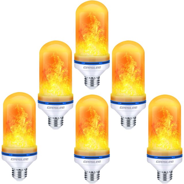CPPSLEE Bombillas LED de Llama, 4 Modos de Bombillas de Fuego, Bombilla de Llama con Base E26, Decoraciones de Halloween para Interiores y Exteriores, Bombillas de Luces de Halloween (Amarillo, 1 Paqu