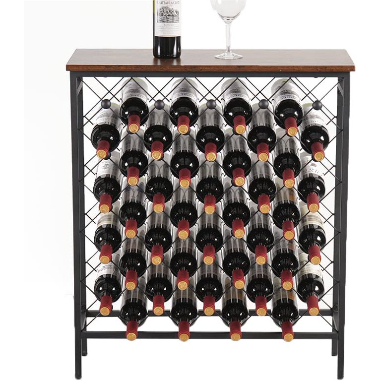 Wine Rack Freestanding Floor with Table Top Wood - Holds 40