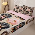 thumbnail image 3 of Manfei Kawaii Bow Dalmatian Zipper Full Size Comforter Sets with Fitted Sheet and 2 Pillowcases, Pink Donut Cake Zipper Bedding Set, Pink Brown, Pink Reversible, 4pcs, 3 of 7