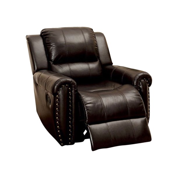 Top Grain Leather Glider Recliner Chair, Brown