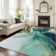 thumbnail image 2 of Large Area Rugs for Living Room Bedroom, Turquoise Marble 8'x10' Rug Washable Carpet Runner Indoor Outdoor, Modern Abstract Art Aesthetics Non Slip Floor Mats Rug for Kitchen, Patio, 2 of 8