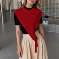 thumbnail image 2 of WEIYLL Tops for Women Trendy Solid Color Triangular Shawl Small Layered Red Fall Tops Casual ,One Size, 2 of 4