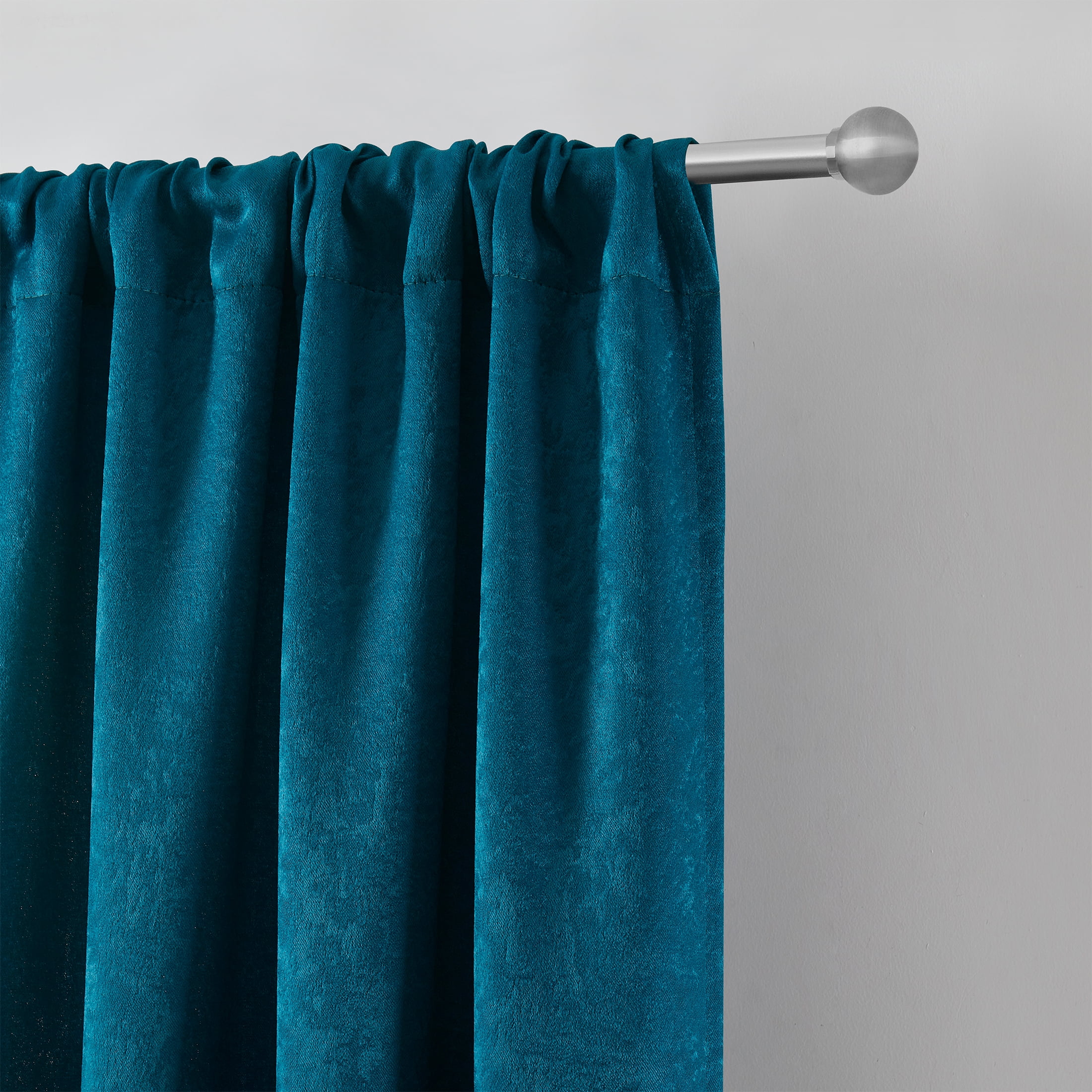Mainstays Shimmer Rod Pocket 99% Blackout Curtains, Set of 2, Teal, 37" W x 84" L