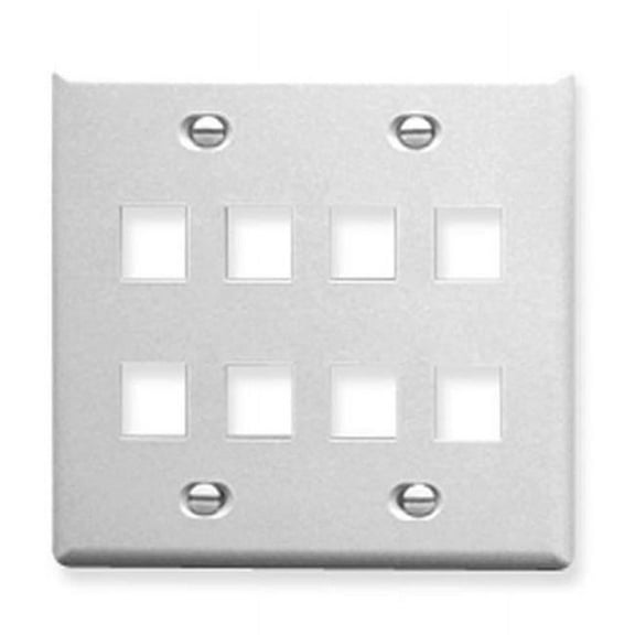Faceplate Flat, 2-Gang & 8 Port - White