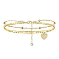 thumbnail image 1 of Bracelet Chaîne Initiale Double Couche Cœur Élégant pour Femmes Idée, 1 of 3