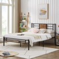 thumbnail image 3 of Katkuca Queen Size Bed Frame with Wood Headborad, Metal Platform Bed with Steel Slats Support, No Box Spring Needed, Black, 3 of 9