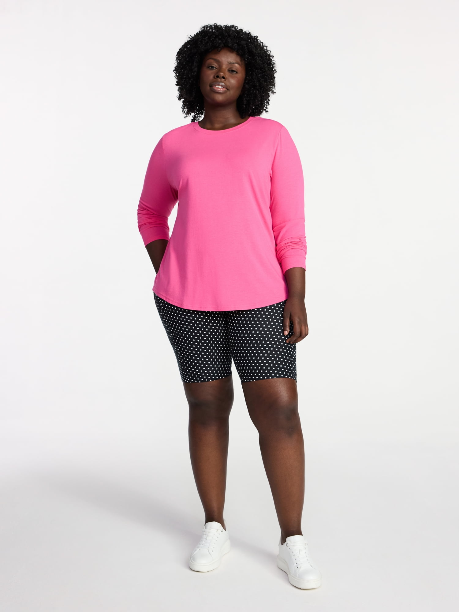 Terra & Sky Women's Plus Size Crewneck Tee with Long Sleeves, Sizes 0X-5X