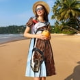 thumbnail image 4 of Easygdp Christmas Horse para Vestido Transpirable de Mujer, Vestido Suelto de Manga Corta con Pliegues y Bolsillos para el Verano, 4 of 6