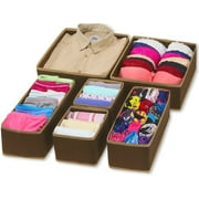 SimpleHouseware Foldable Cloth Storage Box Closet Dresser Drawer Divider Organizer Basket Bins for Underwear Bras, Pink (Set of 6)
