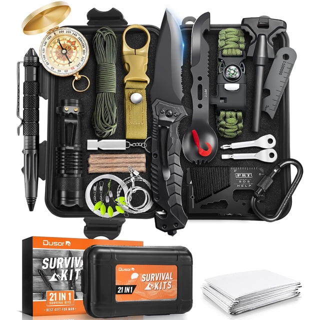Equipo de campamento impermeable 21 en 1 de Survival Kit Dusor