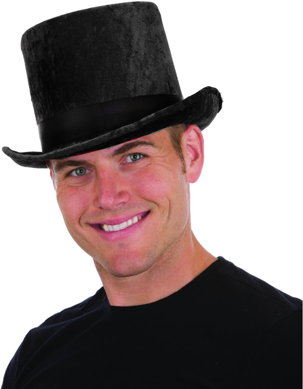 Crushed Velvet Black Top Hat Costume Accessory