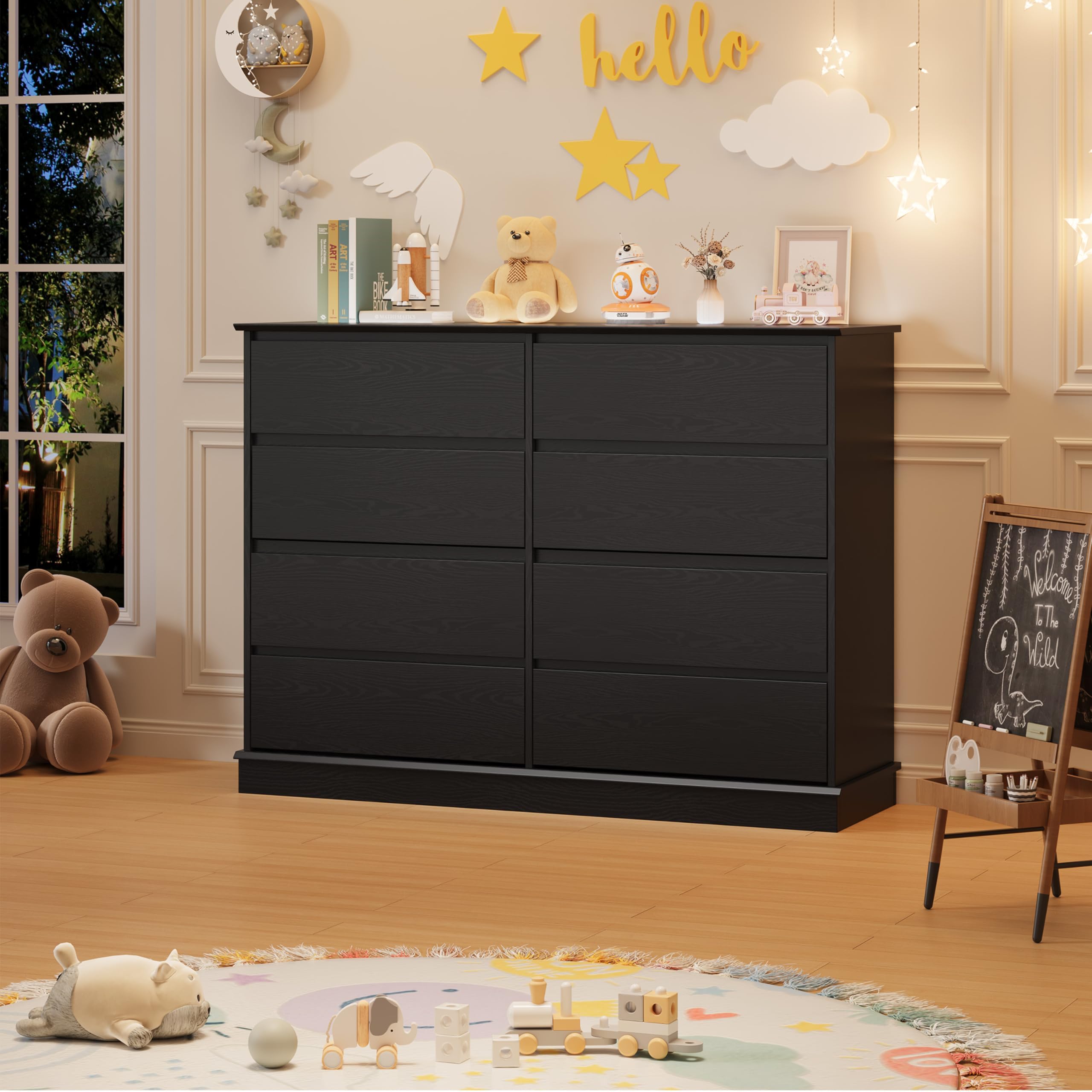 8-Drawer Dresser for Bedroom, Modern Wooden Chest of Drawers, Wide Wooden Chest of Drawers with Wide Top for Closet, for Living Room, Entryway, Home Office