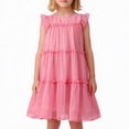 thumbnail image 7 of NIPAXO Girls Dress Summer Flutter Sleeve Crewneck Fully Lined Tiered Ruffle Flowy Boho Casual Dress for Kids, 7 of 7