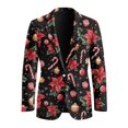 thumbnail image 4 of Chririnla Christmas Poinsettia Men's Suit Jacket One Button Dress Suit Dinner Sports Coats Tuxedo Blazer for Festival Party Dinner, 4 of 7