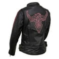 thumbnail image 5 of Milwaukee Leather MLL2570 Women's 'Phoenix Embroidered' Black and Fuchsia Pink Leather Motorcycle Jacket X-Small, 5 of 7