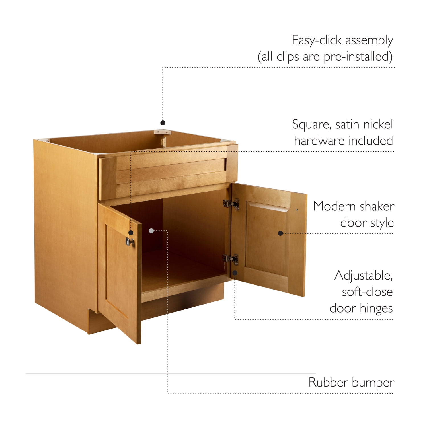Design House Brookings 30" Ready to Assemble Solid Wood Bathroom Vanity, Modern Birch