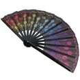 thumbnail image 5 of Delicate Peacocks Tail Design Folding Fan for Decoration Use in Assorted Color 1pc, 5 of 5