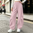thumbnail image 4 of LIaqionyy Girls Sweatpants Wide Leg Elastic Waist Baggy Pants with Pockets Kids Solid Color Outdoor Pant Loungewear, 4 of 6