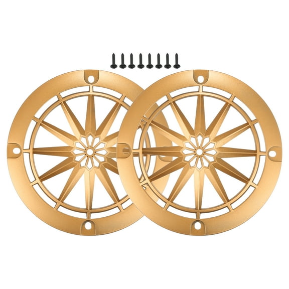 Unique Bargains 2 Pcs 4" Car Speaker Grills Cover Round 4 Inch Audio Subwoofer Protective with Screws ABS Gold Tone