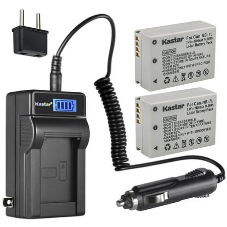 Kastar 2-Pack NB-7L Battery and LCD AC Charger Compatible with Canon NB-7L NB7L  NB-7LH NB7LH Battery  CB-2LZ  CB-2LZE Charger  Canon PowerShot G10  PowerShot G10 IS  PowerShot G10IS Digital Cameras