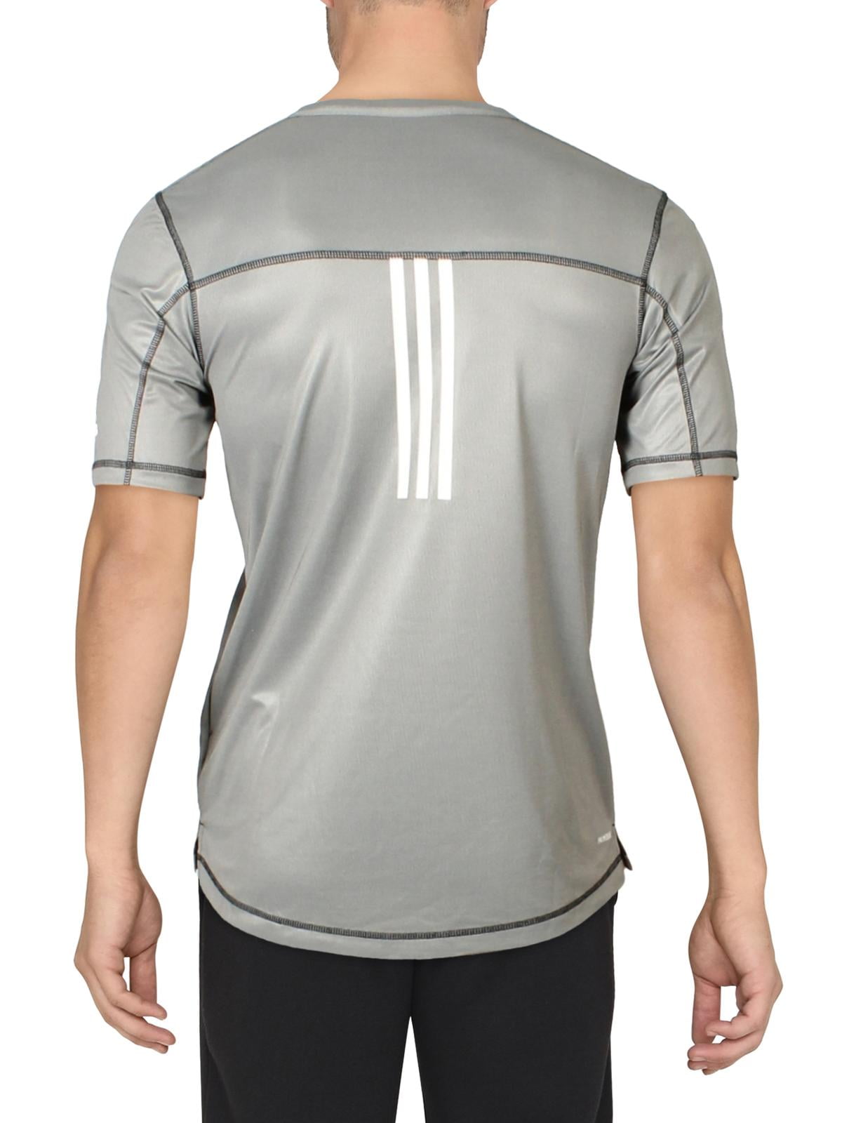 ADIDAS Mens Primeblue Run For The Oceans Gray Patterned Moisture Wicking T-Shirt S