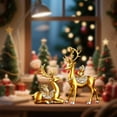 thumbnail image 4 of 2pcs Resin Reindeer Sculptures - Elegant Deer Statues for Home, Office & Holiday Decor - Modern Deer Couple Figurines for Tabletop, Shelf, Fireplace - Christmas, Wedding, Housewarming Gift,Gold, 4 of 6