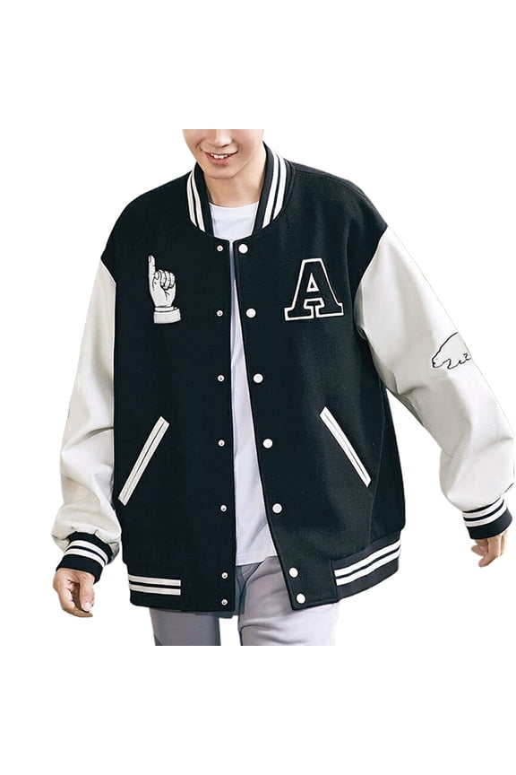 Unisex Varsity Jacket Vintage Relaxed Casual Fit Button Down